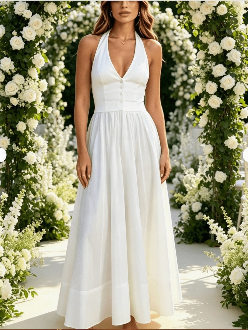 Elegant White Halter Maxi Dress